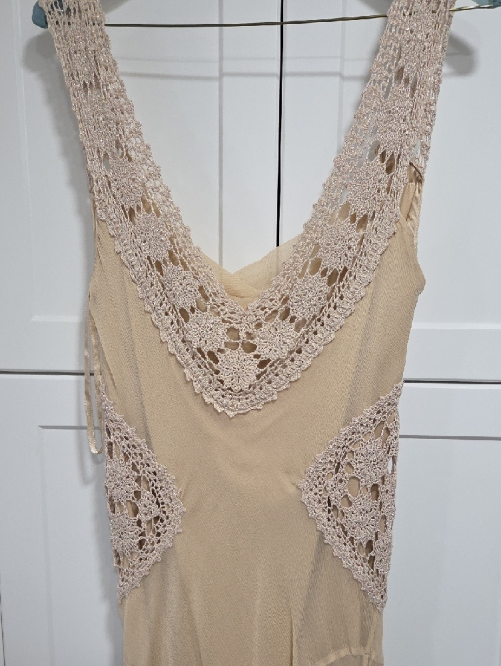 Diane Von Furstenberg Cream Crochet-Trim Sleeveless Maxi Dress - Picture 6 of 9